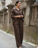 Komplet TERRACOTTA – Oversized Košulja i Široke Pantalone | Braon