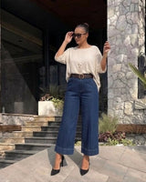 Komplet KNIT & DENIM – Pleteni Top i Culotte Farmerke