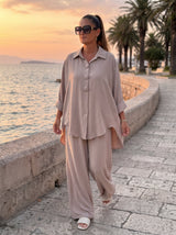 Komplet TERRACOTTA – Oversized Košulja i Široke Pantalone | Bež