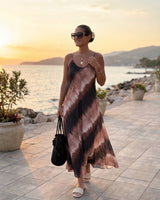 Maxi Haljina LAGUNA – Tie-Dye na Bretele | Braon-Roze