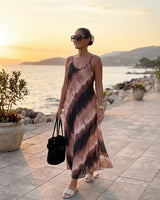 Maxi Haljina LAGUNA – Tie-Dye na Bretele | Braon-Roze