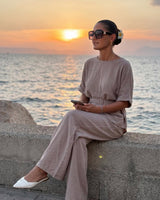 Komplet SAND BREEZE – Bluza s Kaišem i Široke Pantalone | Bež
