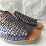 Sandale BLACK CROCO — crne kožne sandale sa croco uzorkom | Dostava BiH