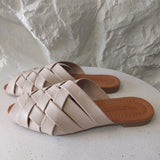 Papuče NUDE BEIGE — ženske kožne natikače pletene | Besplatna dostava BiH