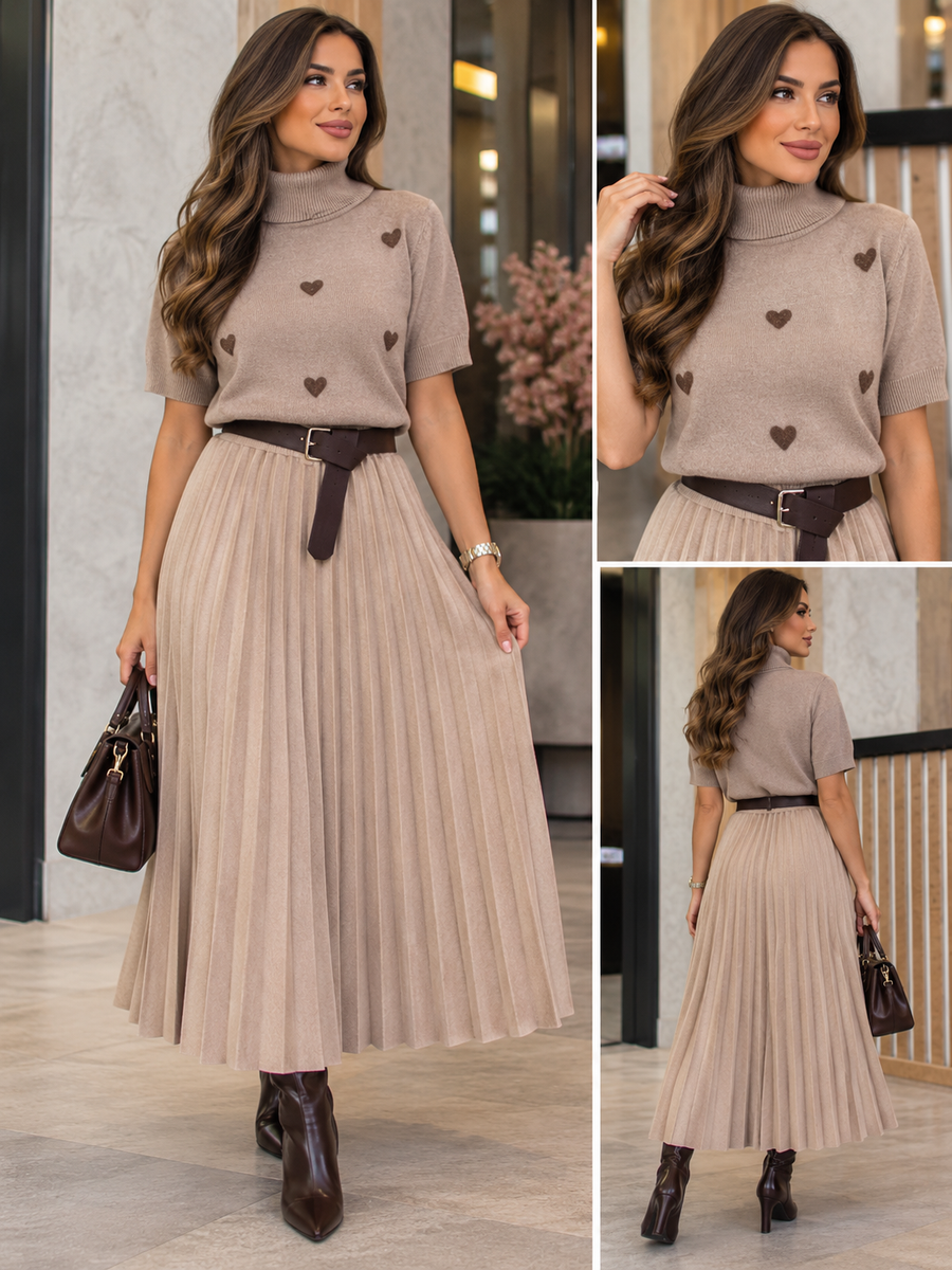 Suknja Beige Pleated