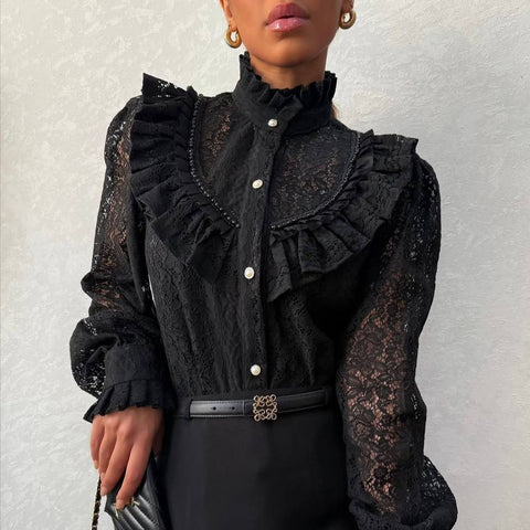 Košulja Čipkana Noir Elegance