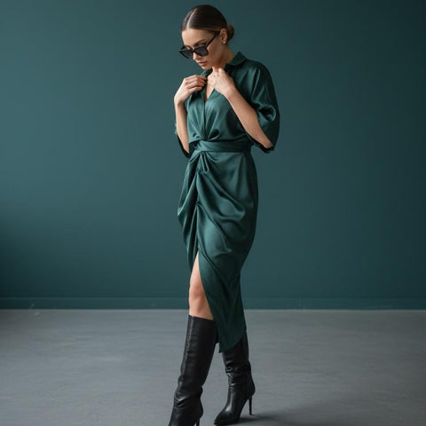 Haljina MIDNIGHT WRAP GREEN