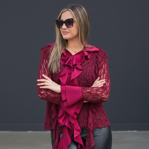 Košulja LACE RUFLLE RED