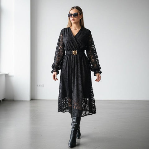 Haljina BLACK LACE WRAP