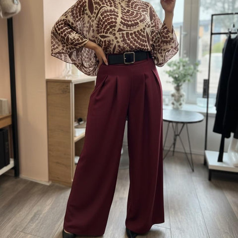 Hlače BURGUNDY FLOW