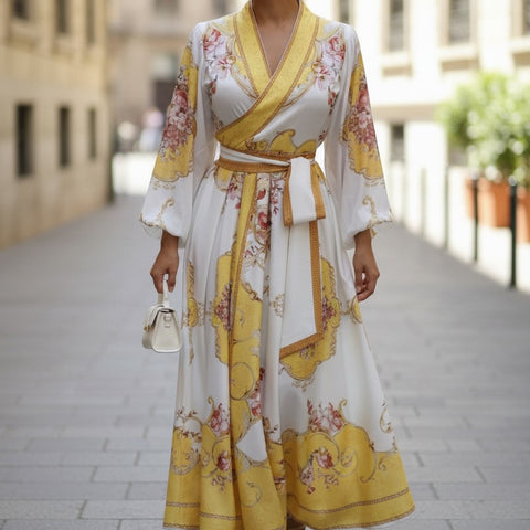 Haljina Luna Gold Floral Maxi
