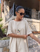Pleteni Top KNIT – Opušteni Kroj, 3/4 Rukavi | Bež